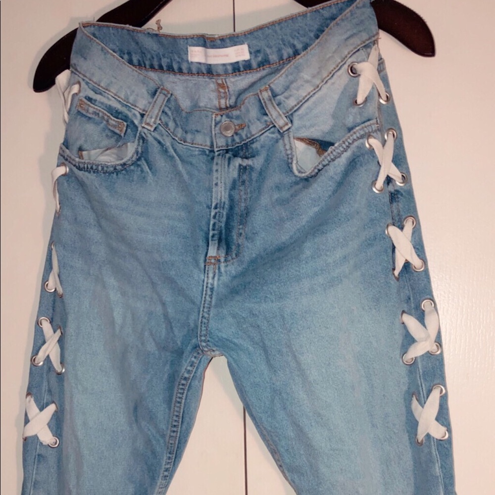 ZARA LACE UP DENIM